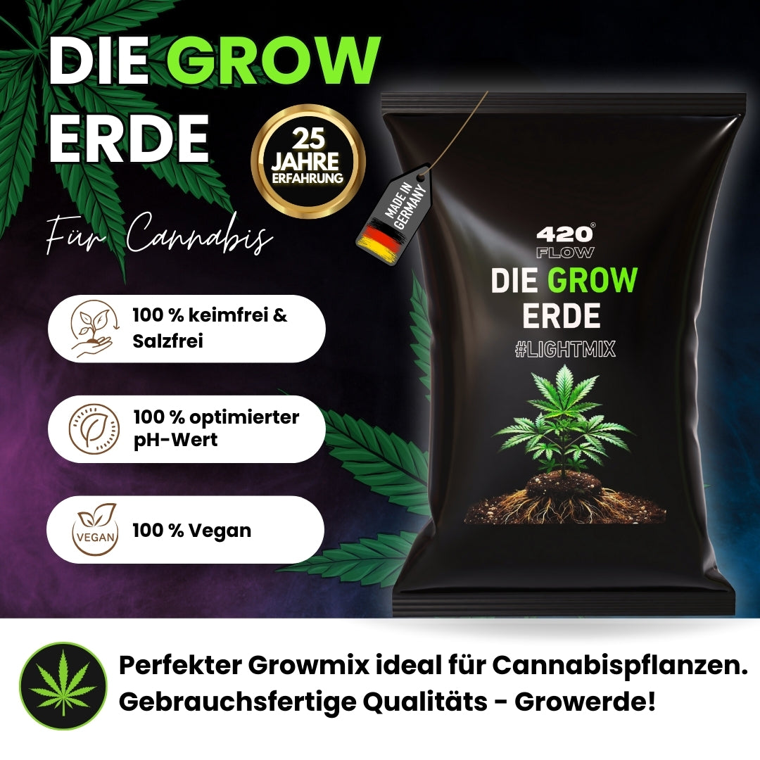 Grow Erde Lightmix von 420Flow – keimfrei, pH-optimiert & vegan, perfekte Erde für Cannabispflanzen