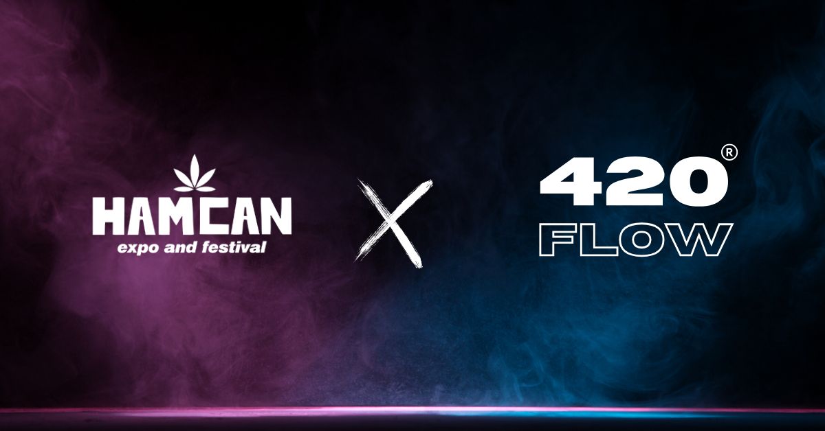 420Flow auf der HAMCAN 2025 in Hamburg – Partnerschaftsbild mit Hamcan Festival Logo und 420Flow Logo im Nebel