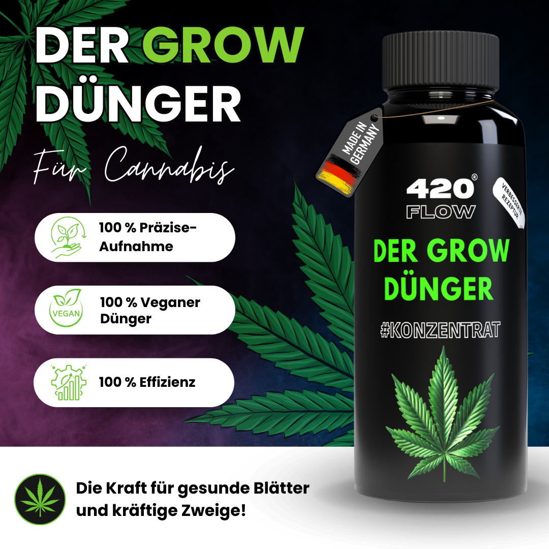 420Flow Grow Dünger für Cannabis – 100 % vegan, präzise Aufnahme und maximale Effizienz für gesunde Blätter und starke Zweige